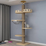 Cat Tree Floor to Ceiling Tower Adjustable Multi-Level Condo With Scratching Post