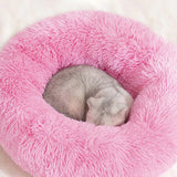 Long Plush Dog Round Cushion Bed Kennel