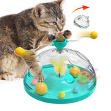 Interactive tower cat toy turntable ball