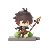 Genshin Impact Anime Figure Battlefield Heroes Liyue Zhongli Keqing Qiqi Chongyun Collectible Model Kawaii Doll Toys Gifts Kids