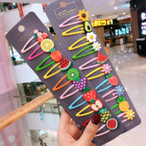 10/15 Pcs/Set Girls Cute Cartoon Animals Fruit Hairpins