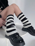 Gothic Women&#39;s Striped Leg Warmers Lolita Long Socks Knitted Leggings Japanese Sweets Winter Socks Kawaii Arm Ankle Warmers