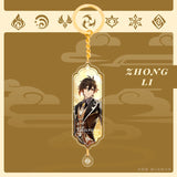 Anime Keychain Genshin Impact Zhongli Hutao Scaramouche Interlayer Key Chain Accessories Cute Bag Pendant Key Ring for Fans Gift