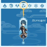 Anime Keychain Genshin Impact Zhongli Hutao Scaramouche Interlayer Key Chain Accessories Cute Bag Pendant Key Ring for Fans Gift