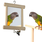 Pet Bird Mirror With Bell Swing Wooden Hang