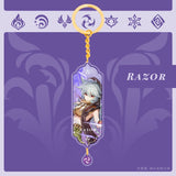 Anime Keychain Genshin Impact Zhongli Hutao Scaramouche Interlayer Key Chain Accessories Cute Bag Pendant Key Ring for Fans Gift