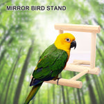 1PC Wood Bird Mirror With Perch Stand