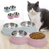 Double Pet Bowls Food Water Feeder