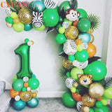 109pcs Palm Leaf Animal Balloons Garland