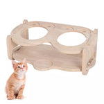 Elevated Dog Cat Bowl Stand Wood