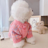 Cute Pink Winter Sweater Cardigan for Dogs