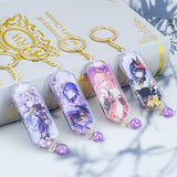 Anime Keychain Genshin Impact Zhongli Hutao Scaramouche Interlayer Key Chain Accessories Cute Bag Pendant Key Ring for Fans Gift