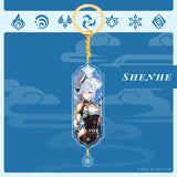 Anime Keychain Genshin Impact Zhongli Hutao Scaramouche Interlayer Key Chain Accessories Cute Bag Pendant Key Ring for Fans Gift