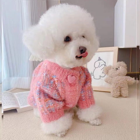 Cute Pink Winter Sweater Cardigan for Dogs