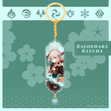 Anime Keychain Genshin Impact Zhongli Hutao Scaramouche Interlayer Key Chain Accessories Cute Bag Pendant Key Ring for Fans Gift