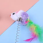 1PC Random Spring Toy Feather Stick Mouse Cat