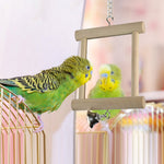 Pet Bird Mirror With Bell Swing Wooden Hang