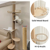 Adjustable Cat Tree Tower Floor to Ceiling Multi-Level Condo