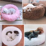 Long Plush Dog Round Cushion Bed Kennel