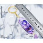 Anime Keychain Genshin Impact Zhongli Hutao Scaramouche Interlayer Key Chain Accessories Cute Bag Pendant Key Ring for Fans Gift