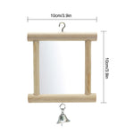 Pet Bird Mirror With Bell Swing Wooden Hang