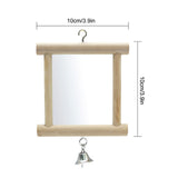 Pet Bird Mirror With Bell Swing Wooden Hang