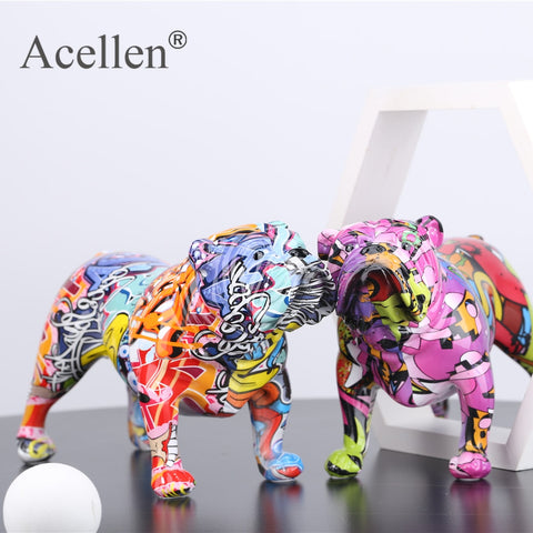 Creative Colorful Bulldog Figurines Home Decor