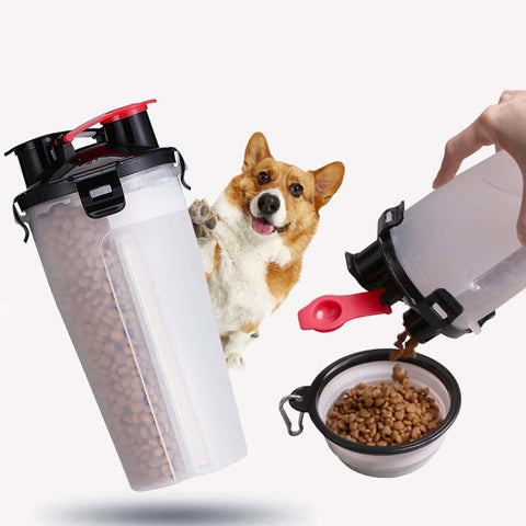 2 In 1 Pet Water Bottle Folding Travel feed Bowl