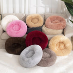 Long Plush Dog Round Cushion Bed Kennel