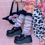 Gothic Women&#39;s Striped Leg Warmers Lolita Long Socks Knitted Leggings Japanese Sweets Winter Socks Kawaii Arm Ankle Warmers