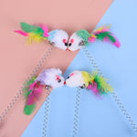 1PC Random Spring Toy Feather Stick Mouse Cat