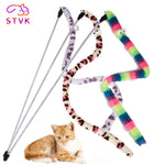 Funny Cat Stick Toys Colorful Turkey Feathers