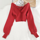 Two Sweater V-Neck Full Knitted Sweaters Korean Chic