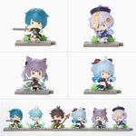 Genshin Impact Anime Figure Battlefield Heroes Liyue Zhongli Keqing Qiqi Chongyun Collectible Model Kawaii Doll Toys Gifts Kids