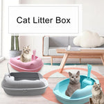 Cats Litter Box Pet Semi-Closed Sandbox Anti Splash Plastic with Spoon