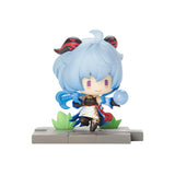 Genshin Impact Anime Figure Battlefield Heroes Liyue Zhongli Keqing Qiqi Chongyun Collectible Model Kawaii Doll Toys Gifts Kids