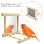 1PC Wood Bird Mirror With Perch Stand