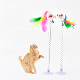 1PC Random Spring Toy Feather Stick Mouse Cat