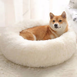 Long Plush Dog Round Cushion Bed Kennel