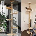 Cat Tree Floor to Ceiling Tower Adjustable Multi-Level Condo With Scratching Post