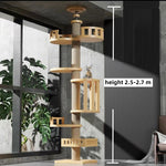 Cat Tree Floor to Ceiling Tower Adjustable Multi-Level Condo With Scratching Post