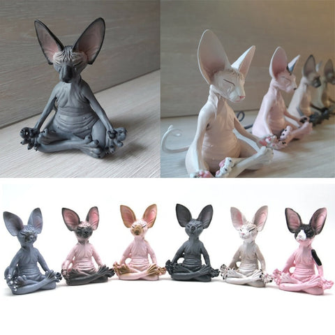 Home Decor Sphynx Cat Meditate Collectible