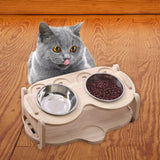 Elevated Dog Cat Bowl Stand Wood