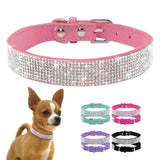 Comfortable Suede Fiber Crystal Dog Collar