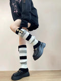 Gothic Women&#39;s Striped Leg Warmers Lolita Long Socks Knitted Leggings Japanese Sweets Winter Socks Kawaii Arm Ankle Warmers