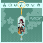 Anime Keychain Genshin Impact Zhongli Hutao Scaramouche Interlayer Key Chain Accessories Cute Bag Pendant Key Ring for Fans Gift