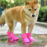 4Pcs Pet WaterProof Rainshoe Anti-slip Rubber Boot For Small Medium Large Dogs Cats Outdoor Shoe Dog Ankle Boots Pet