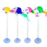 1PC Random Spring Toy Feather Stick Mouse Cat