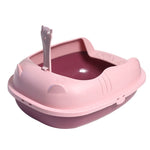 Cats Litter Box Pet Semi-Closed Sandbox Anti Splash Plastic with Spoon