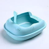 Cats Litter Box Pet Semi-Closed Sandbox Anti Splash Plastic with Spoon